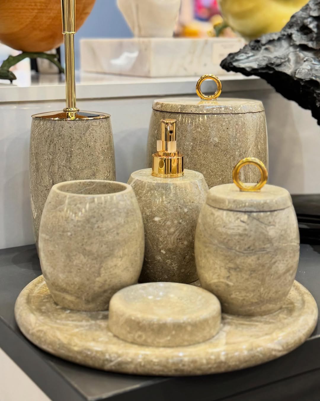 RUSTİK YEŞİL OVAL MODEL BANYO SETİ - Pietro Di'Marble