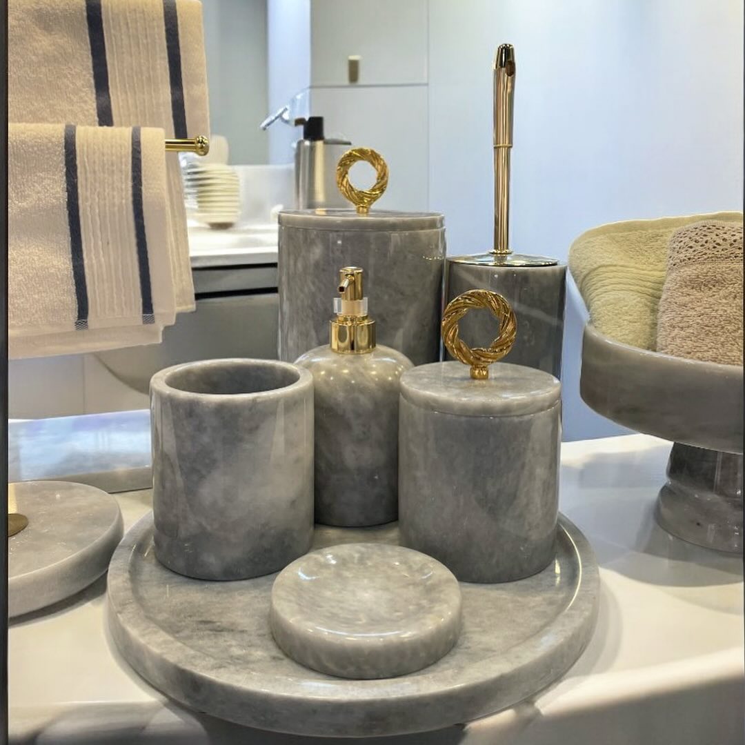 GRİ RENK KLASİK MODEL MERMER BANYO SETLERİ - Pietro Di'Marble